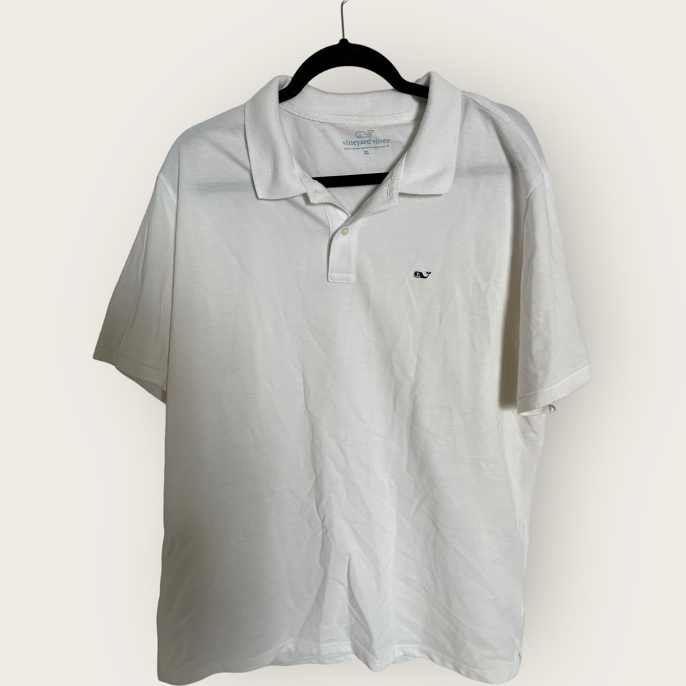 Vineyard Vines Golf Polo Men's XL White Short Sleeve Collar‎ Shirt Top READ! ✅